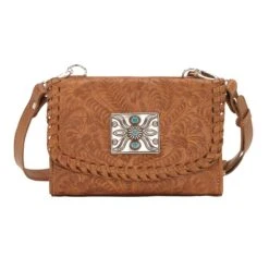 Texas Two Step Crossbody Wallet Natural Tan