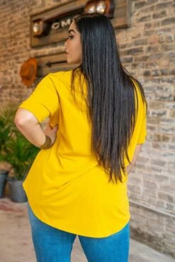 Basic Babe Mustard 3/4 Sleeve Tunic 10 Basic Babe Mustard 3/4 Sleeve Tunic -Fashion Clothing BASIC 01 MUSTARD X 1 8ryt vu