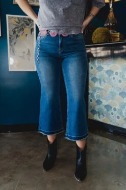 Dark Wash Wide Leg Capri Jeans Plus Size