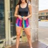 Serape Active Wear Shorts 1 Serape Active Wear Shorts -Fashion Clothing EM121 PINK SERAPE 3
