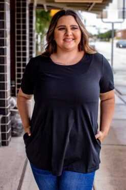 Essential Black Short Sleeve Top 11 Essential Black Short Sleeve Top -Fashion Clothing ES3 STP BLK X 2 1