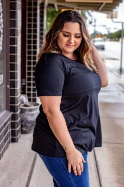 Essential Black Short Sleeve Top 13 Essential Black Short Sleeve Top -Fashion Clothing ES3 STP BLK X 3 1 1