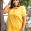 Essential Caged Neckline Mustard Top 1 Essential Caged Neckline Mustard Top -Fashion Clothing ES4 SC MUS X 2 1