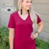 Forever Fave Basic Maroon Top 1 Forever Fave Basic Maroon Top -Fashion Clothing ForeverFaveBasicTeeMaroon1