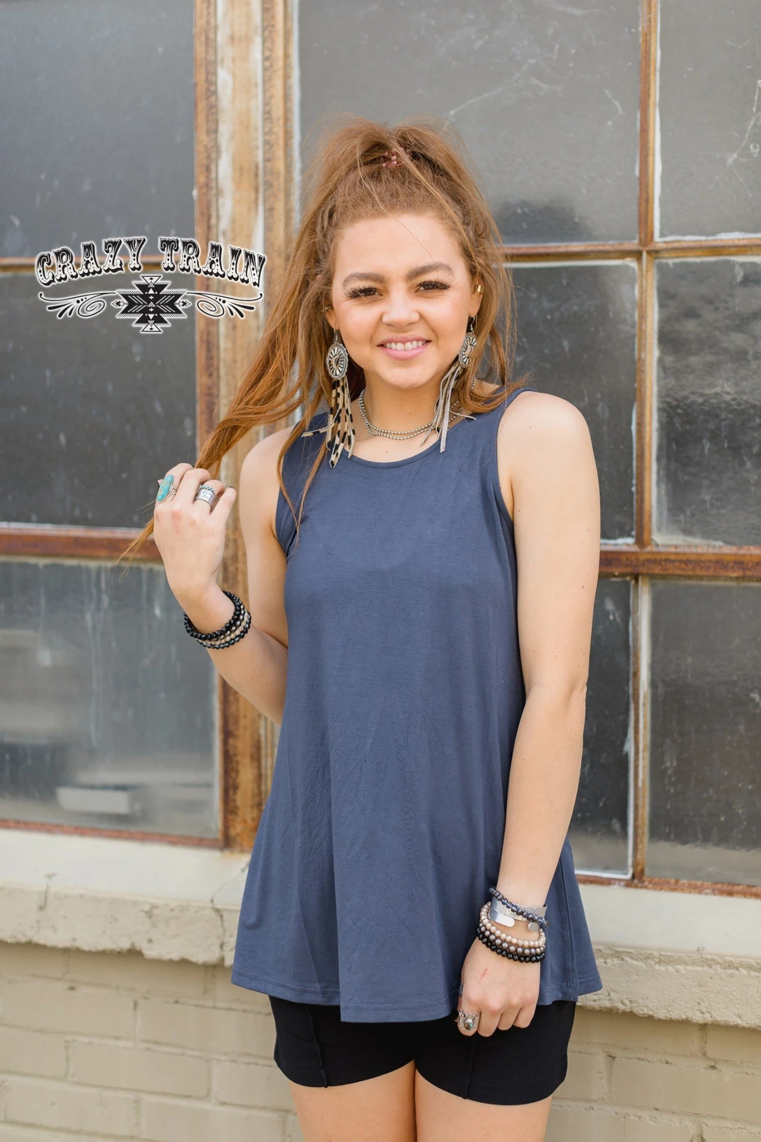 Go With The Flow Navy Tank 4 Go With The Flow Navy Tank - Image 2