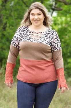 Leopard Color Block Top