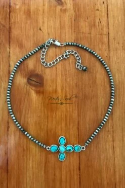 Turquoise Cross Choker Necklace