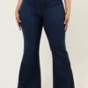 Plus Size Dark Wash High Rise Flared Jeans 2 Plus Size Dark Wash High Rise Flared Jeans -Fashion Clothing IMG 8590