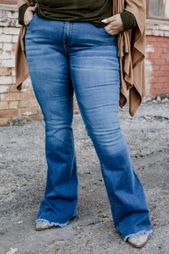 Plus Size Mid Wash Flare Jeans