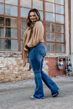 Plus Size Mid Wash Flare Jeans 8 Plus Size Mid Wash Flare Jeans -Fashion Clothing L18021 MW X 3