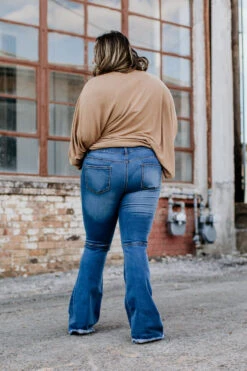 Plus Size Mid Wash Flare Jeans 9 Plus Size Mid Wash Flare Jeans -Fashion Clothing L18021 MW X 4