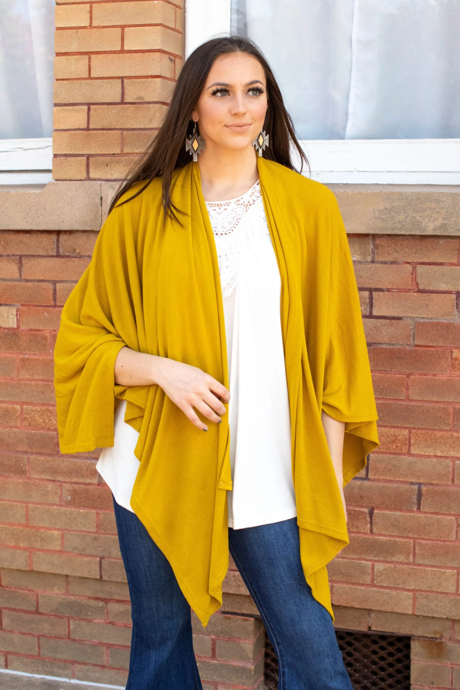 High Plains Mustard Ruana Wrap 7 High Plains Mustard Ruana Wrap - Image 5