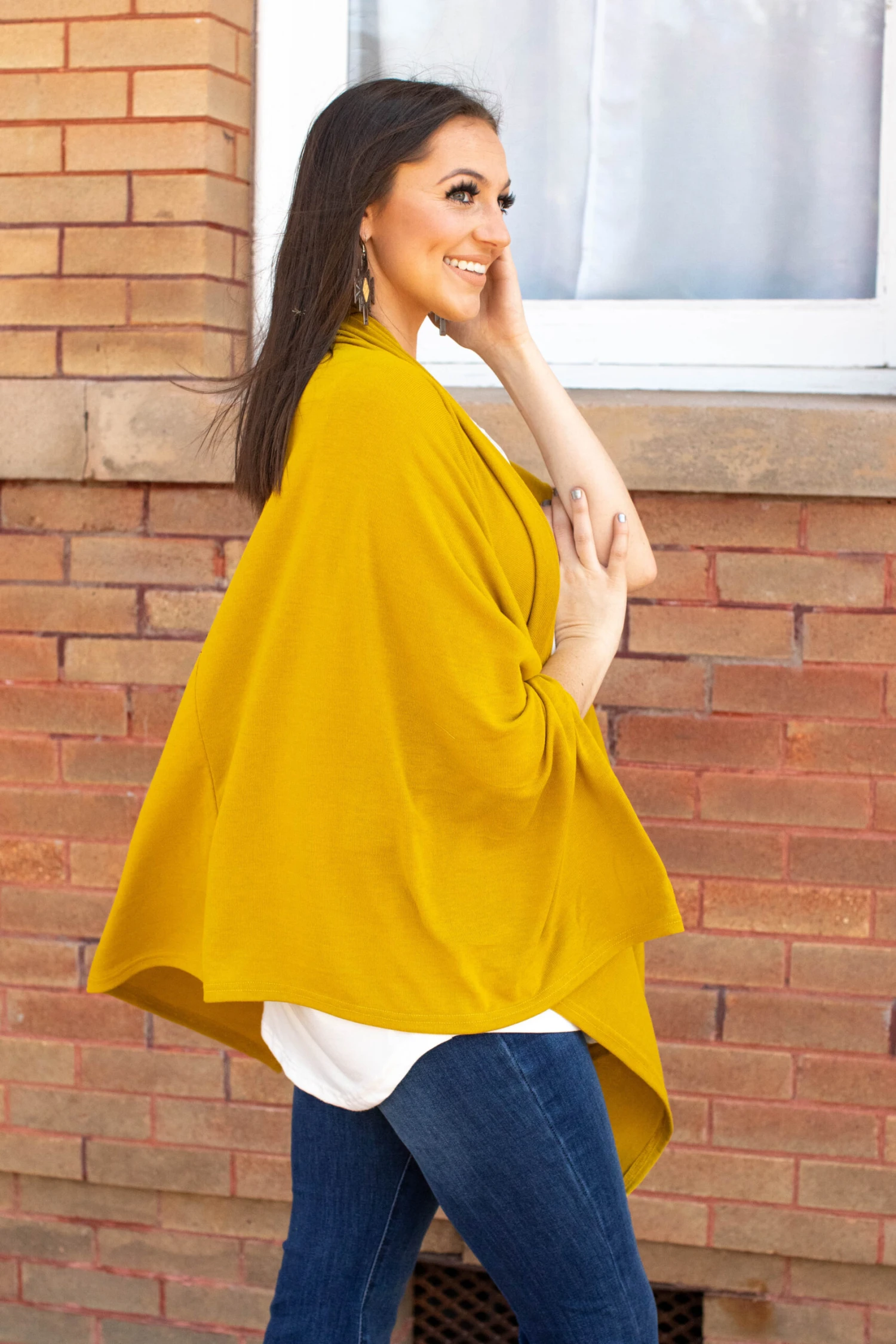 High Plains Mustard Ruana Wrap 6 High Plains Mustard Ruana Wrap - Image 4