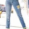 Floral Patch Boyfriend Jeans 1 Floral Patch Boyfriend Jeans -Fashion Clothing LB109 YELLOW FLORAL 1 1 1