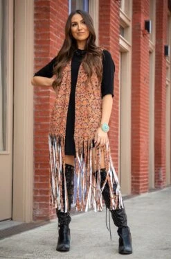 Western Tooled Fringe Vest