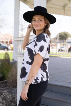 Plus Size Dolman Sleeve Top Cow Print 7 Plus Size Dolman Sleeve Top Cow Print -Fashion Clothing T0068 BCOW 4 jgsp 02