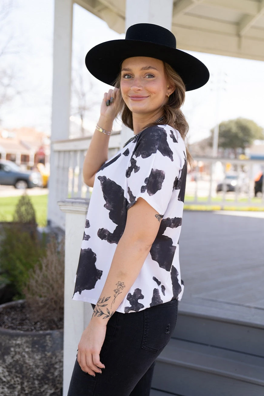 Plus Size Dolman Sleeve Top Cow Print 5 Plus Size Dolman Sleeve Top Cow Print - Image 3