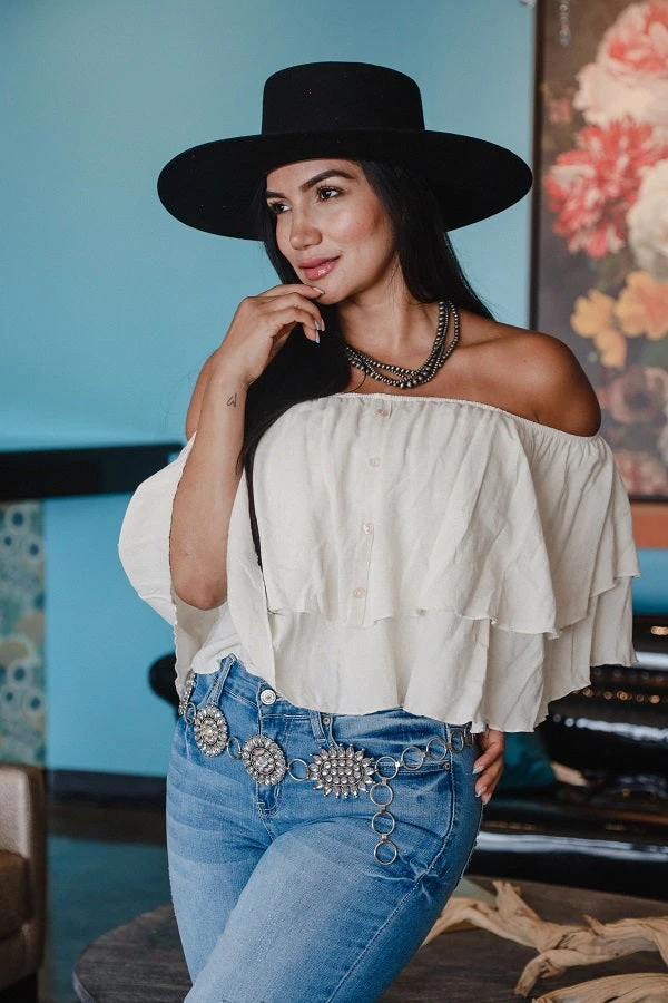 Layered Off Shoulder Ruffle Top 3 Layered Off Shoulder Ruffle Top