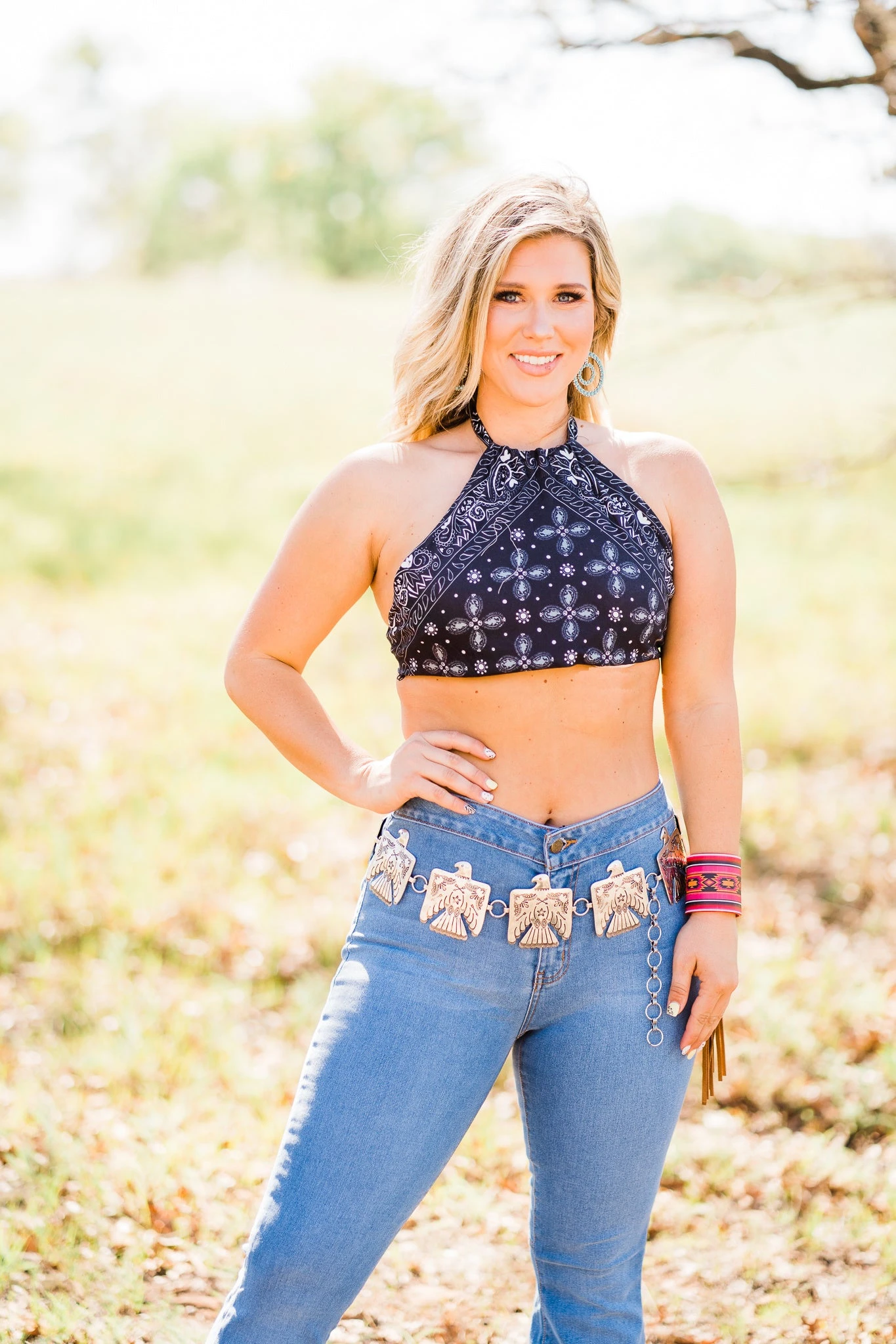 Wild West Black Bandana Crop Top 4 Wild West Black Bandana Crop Top - Image 2