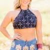 Wild West Black Bandana Crop Top -Fashion Clothing WesternSoul117 3 2