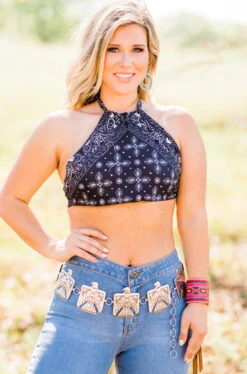 Wild West Black Bandana Crop Top