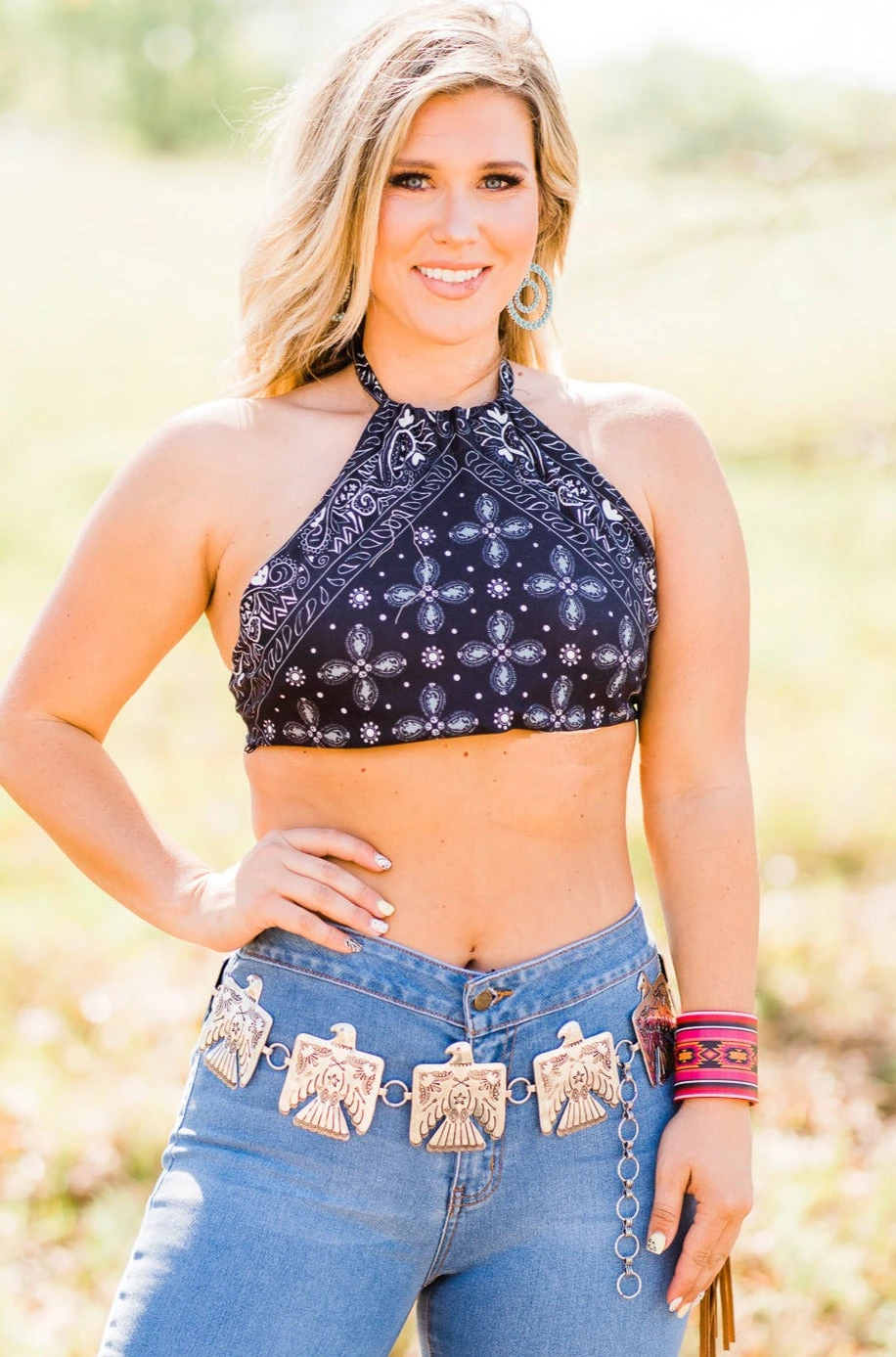 Wild West Black Bandana Crop Top 3 Wild West Black Bandana Crop Top