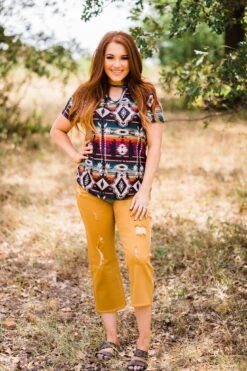 Distressed Mustard Cropped Jeans 9 Distressed Mustard Cropped Jeans -Fashion Clothing WesternSoul142 1