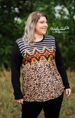 Leopard And Stripes Top