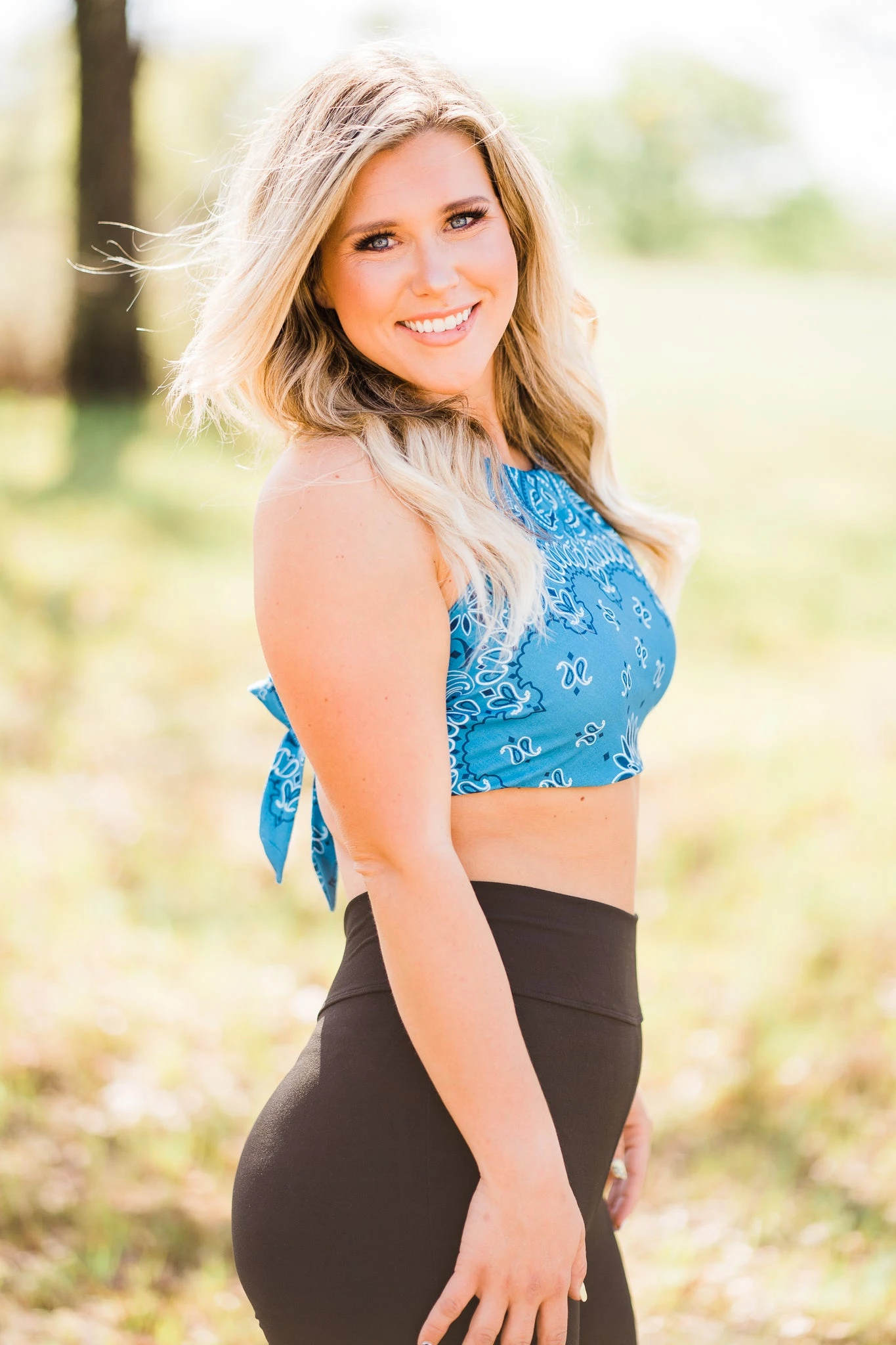 Wild West Teal Bandana Crop Top 4 Wild West Teal Bandana Crop Top - Image 2