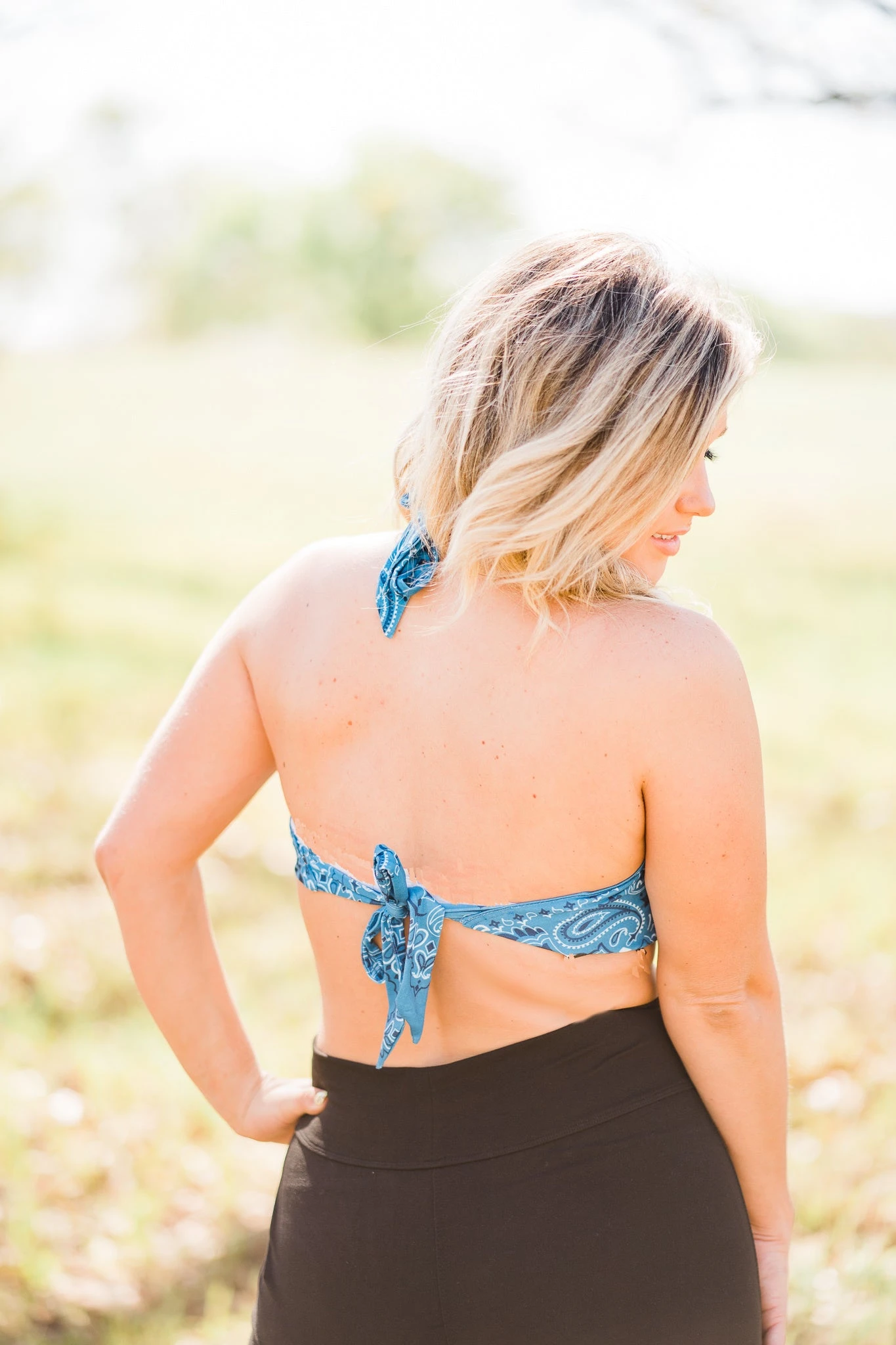 Wild West Teal Bandana Crop Top 5 Wild West Teal Bandana Crop Top - Image 3