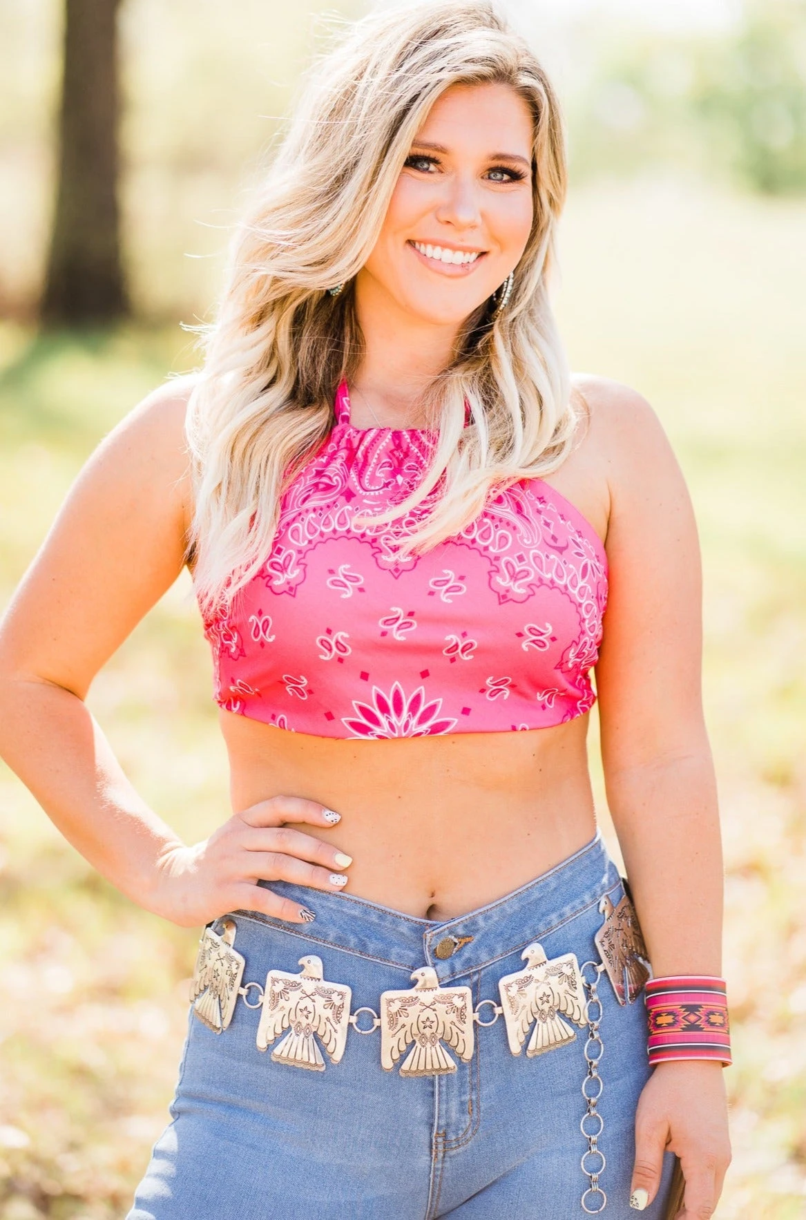 Wild West Pink Bandana Crop Top 3 Wild West Pink Bandana Crop Top