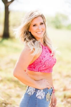 Wild West Pink Bandana Crop Top 6 Wild West Pink Bandana Crop Top -Fashion Clothing WesternSoul74 1 1