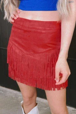 Fort Worth Fringe Skirt Red